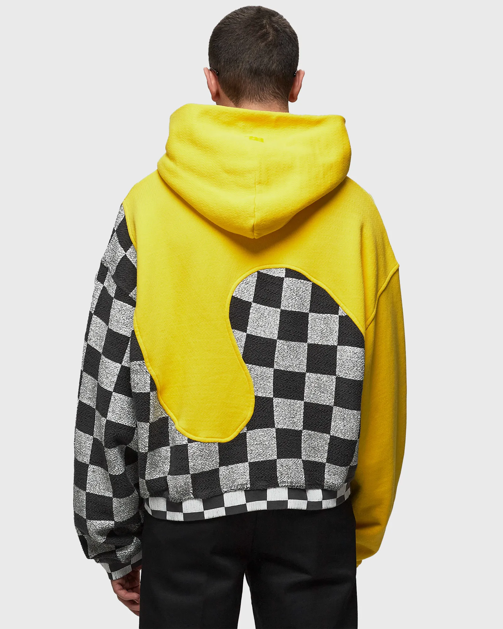 ERL YELLOW CHECKER SWIRL HOODIE KNIT