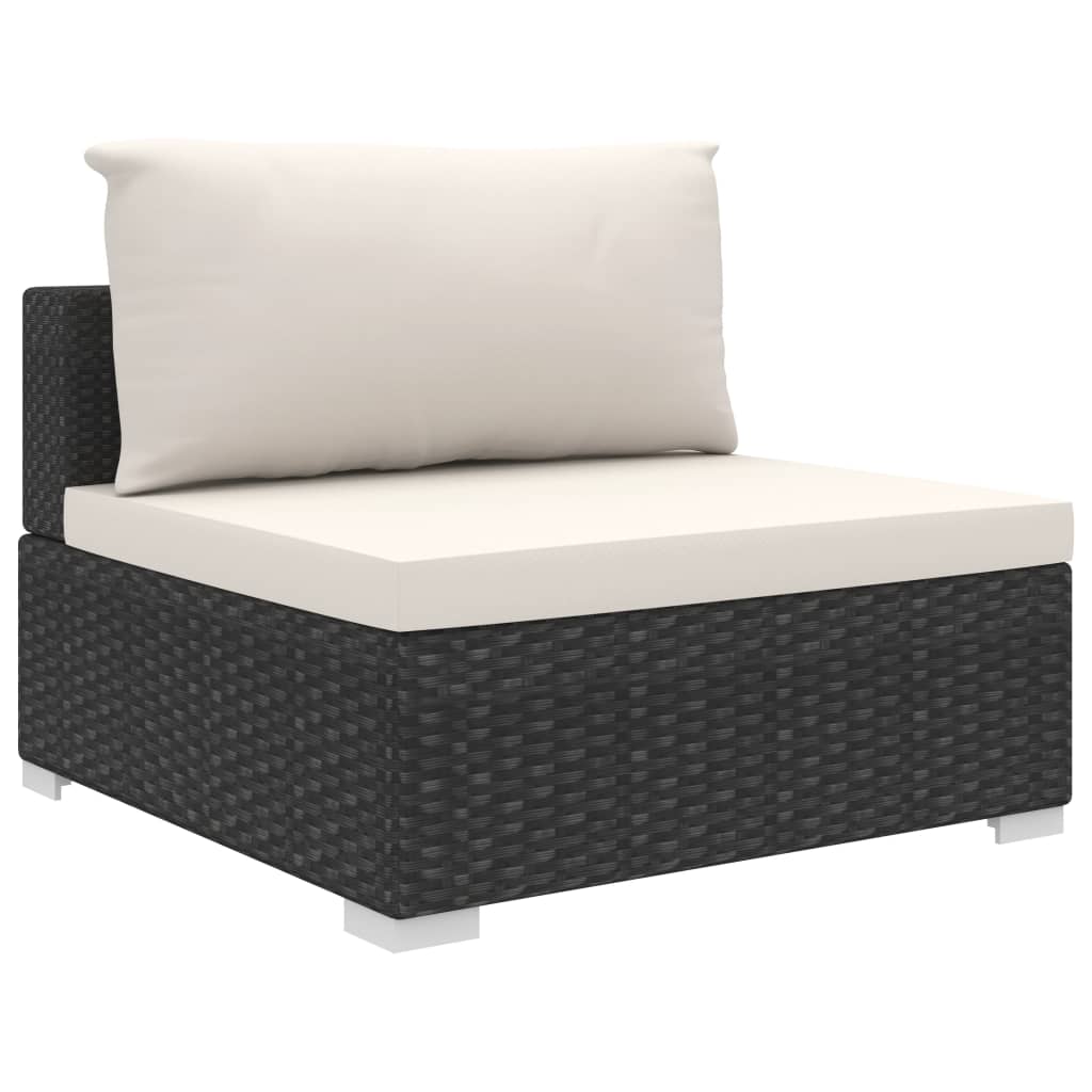 Salon de jardin meuble d'extérieur ensemble de mobilier 6 pièces avec coussins résine tressée noir