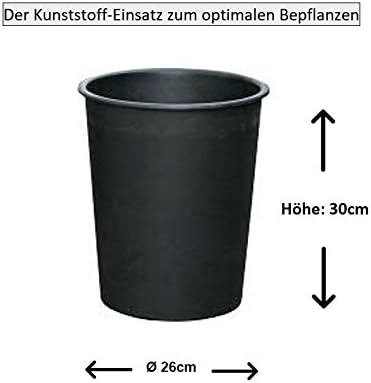 Klocke Dekorationsbedarf Moderne & Hochwertige Pflanzvase/Pflanzkübel – Medium: 100cm - Hochglanz Schwarz - Fiberglas - Mit Einsatz – Indoor & Outdoor – Wetterbeständig & Frostsicher – Vase/Kübel