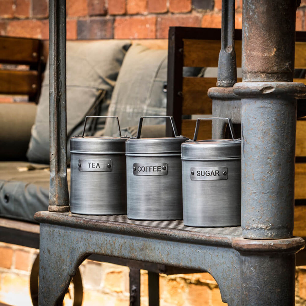 Industrial Vintage Sukkerboks Metall