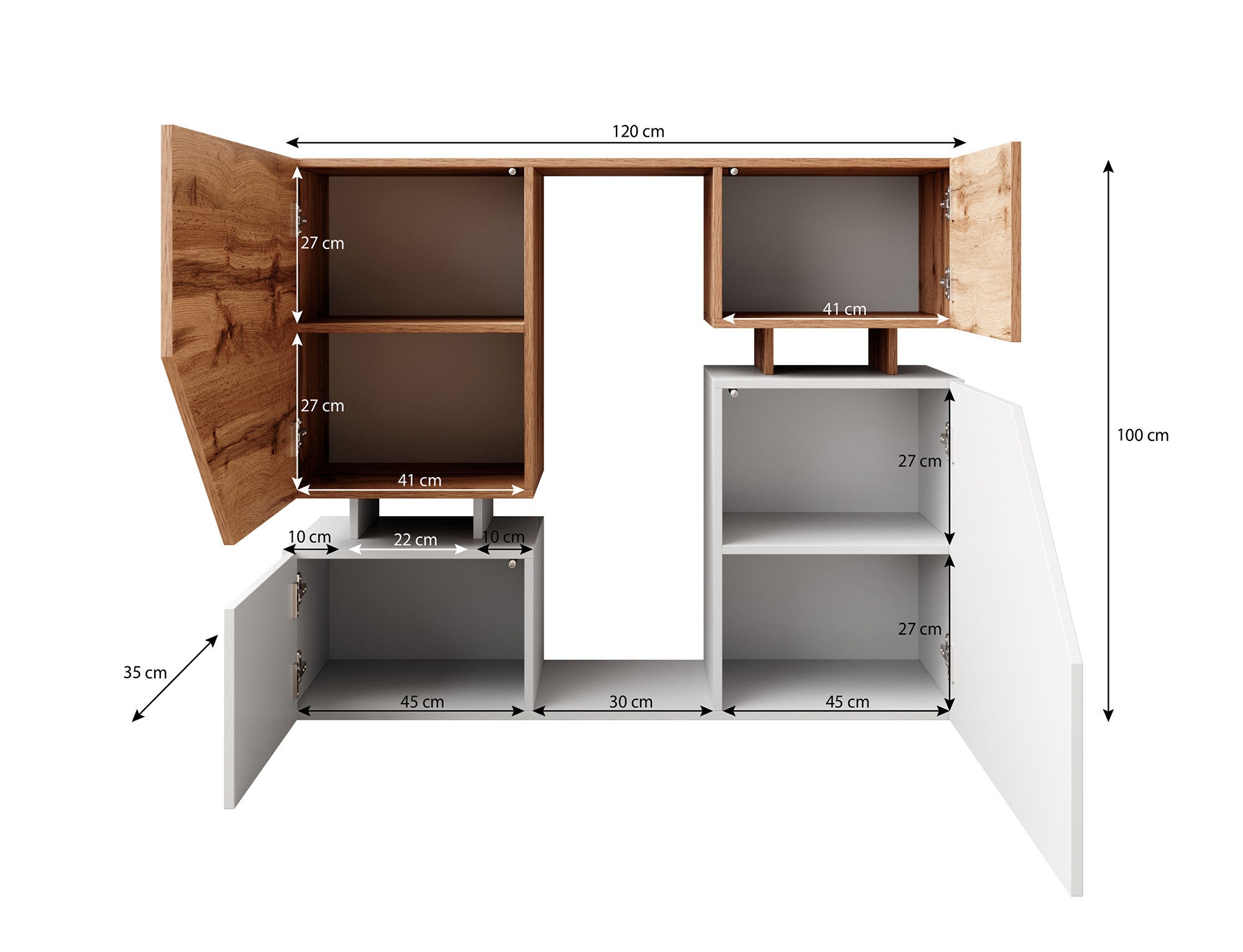 Meubella - Dressoir Canberra - Eiken - Wit - 120 cm