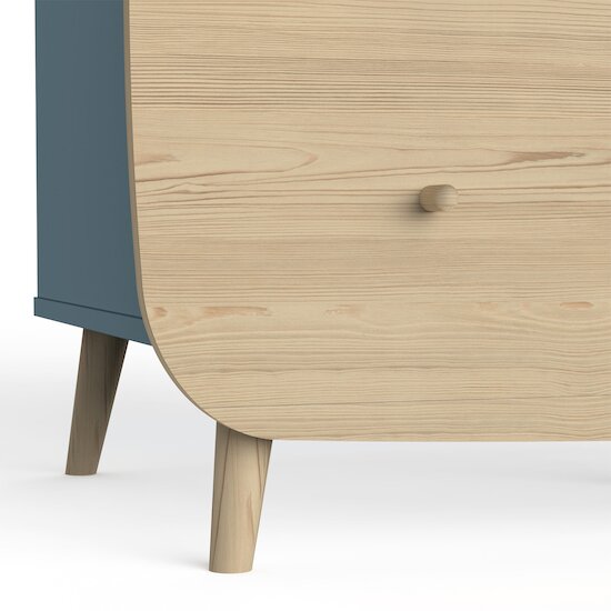 Firmiana Commode 2 Tiroirs + 3 niches   Bleu Orage / Bois Naturel        de               CBA Meubles