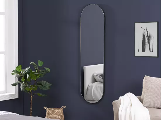 Miroir mural ovale en métal - L. 40 x H. 140 cm - Noir - ONIKAL