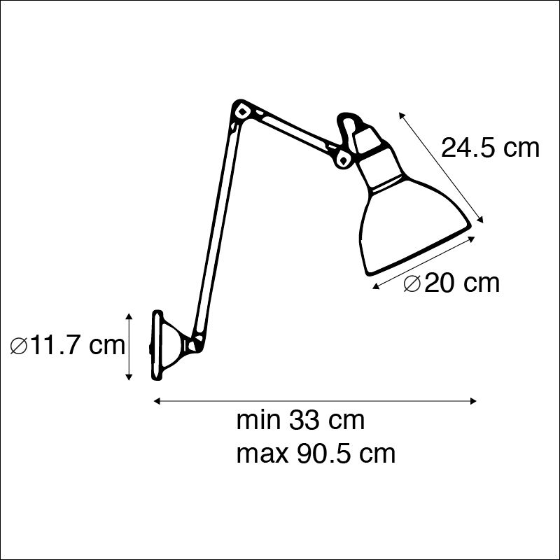 Industriële wandlamp zwart verstelbaar - Wye