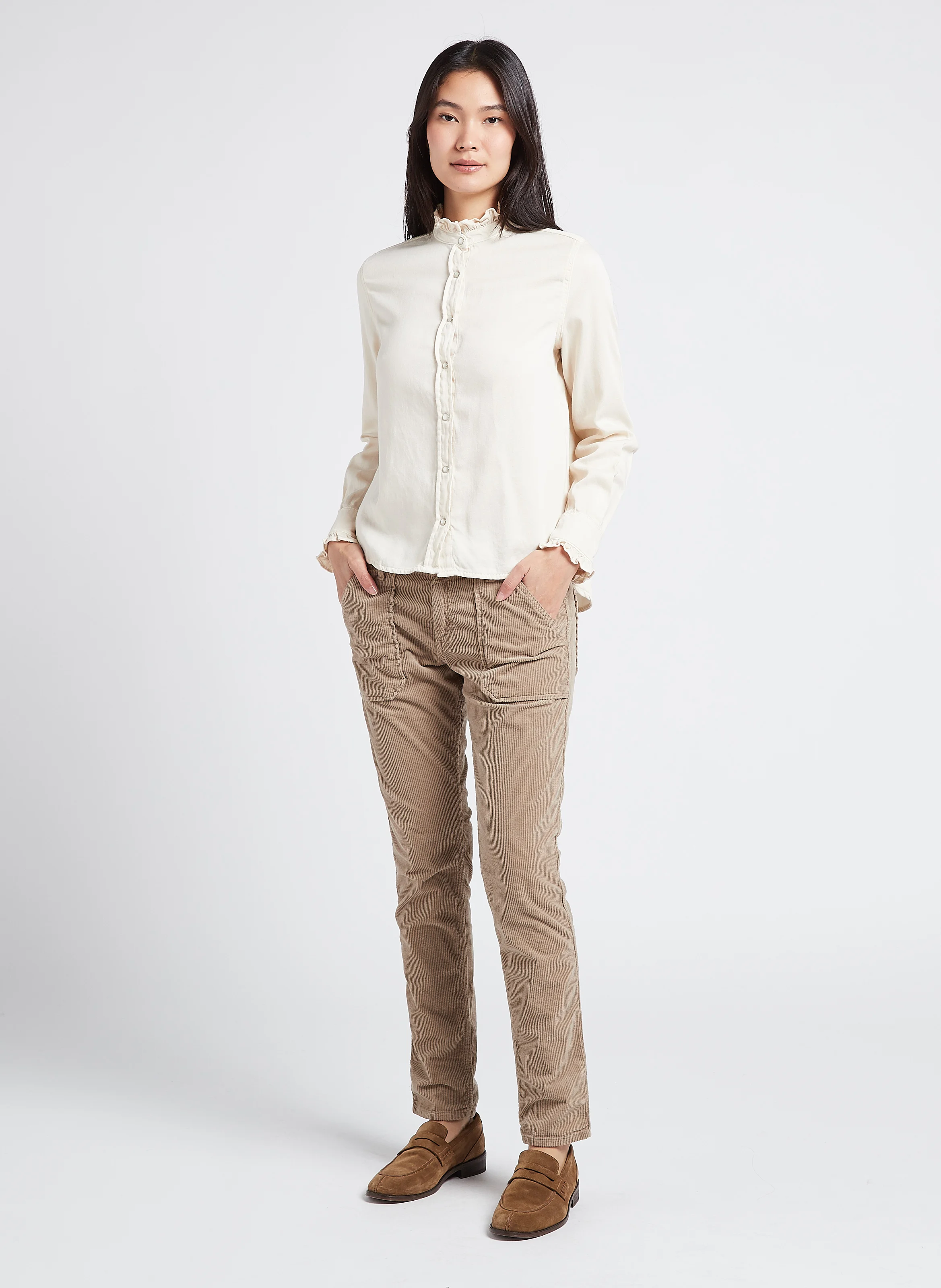 GABY - Chemise col victorien en coton| Blanc