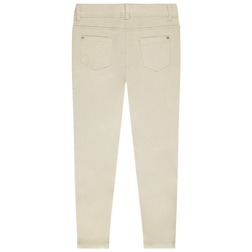 Jean slim motif cœur en sequins pour fille - Ecru
