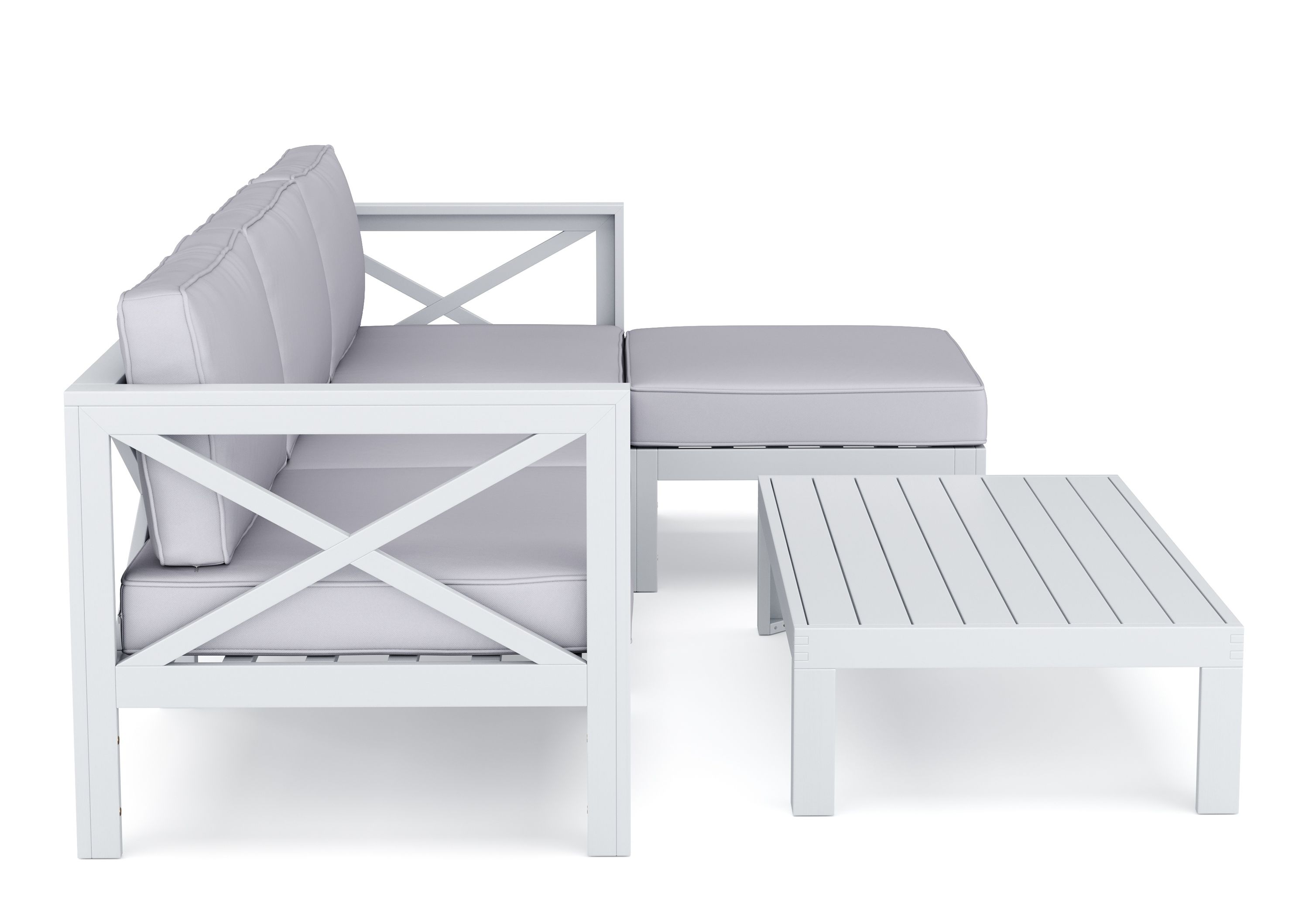 Lounge Holz TOLEDO weiss/grau
