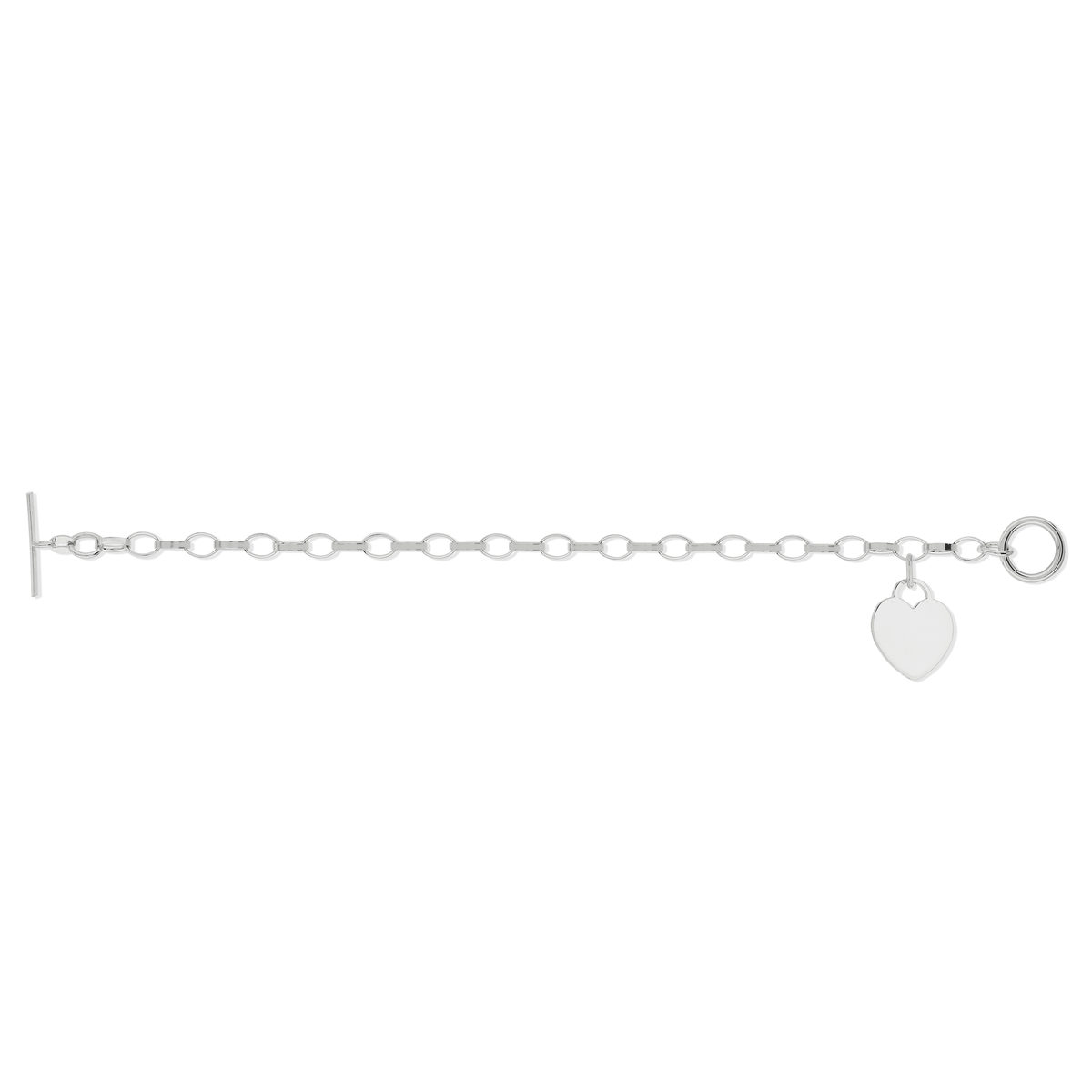 Bracelet argent 925 maille fantaisie pampille coeur 21 cm