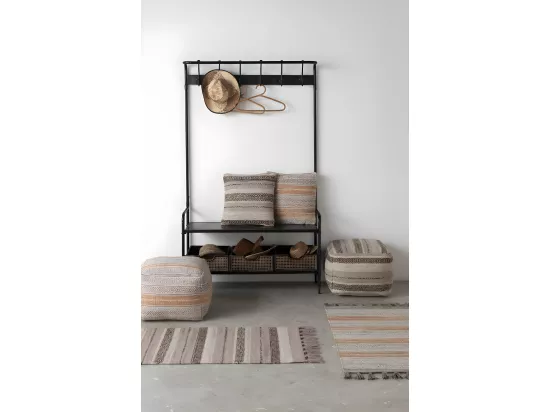Pouf en coton beige 45x45x35 cm