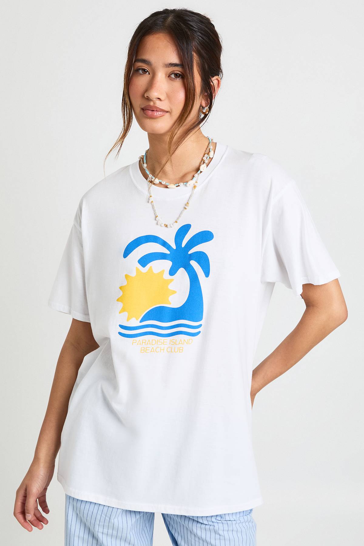 boohoo T-shirt Oversize Graphique Paradise Island Beach Club