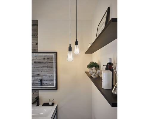 Hanglamp, 1-lichts, IP44, HxØ 200x9,2 cm, zwart