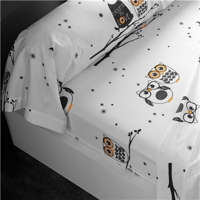 Linge de lit motif chouettes - BECQUET CRÉATION