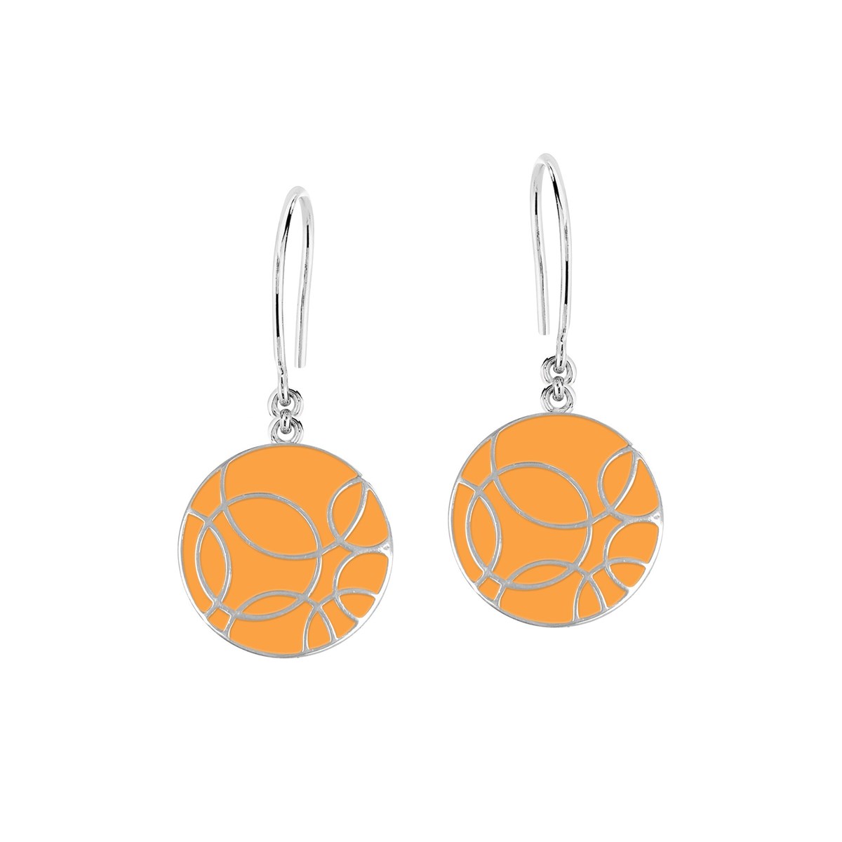 Boucles d'oreilles en argent rhodié avec émail orange