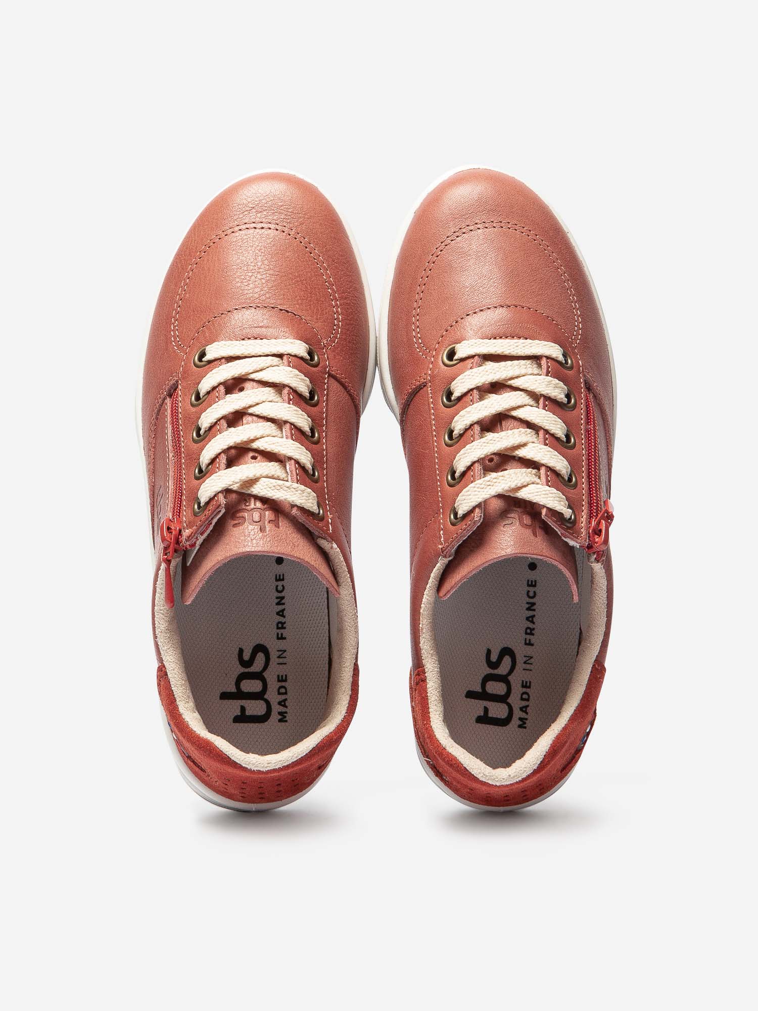 Baskets Zippées Femme Fabriquées en France Cuir Rouge