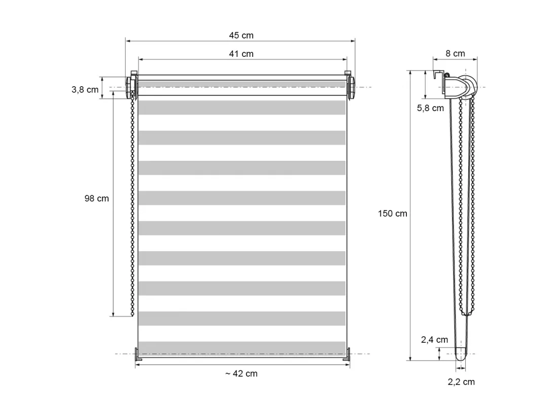 Store enrouleur double 45 x 150 cm blanc Klemmfix sans perçage ECD Germany