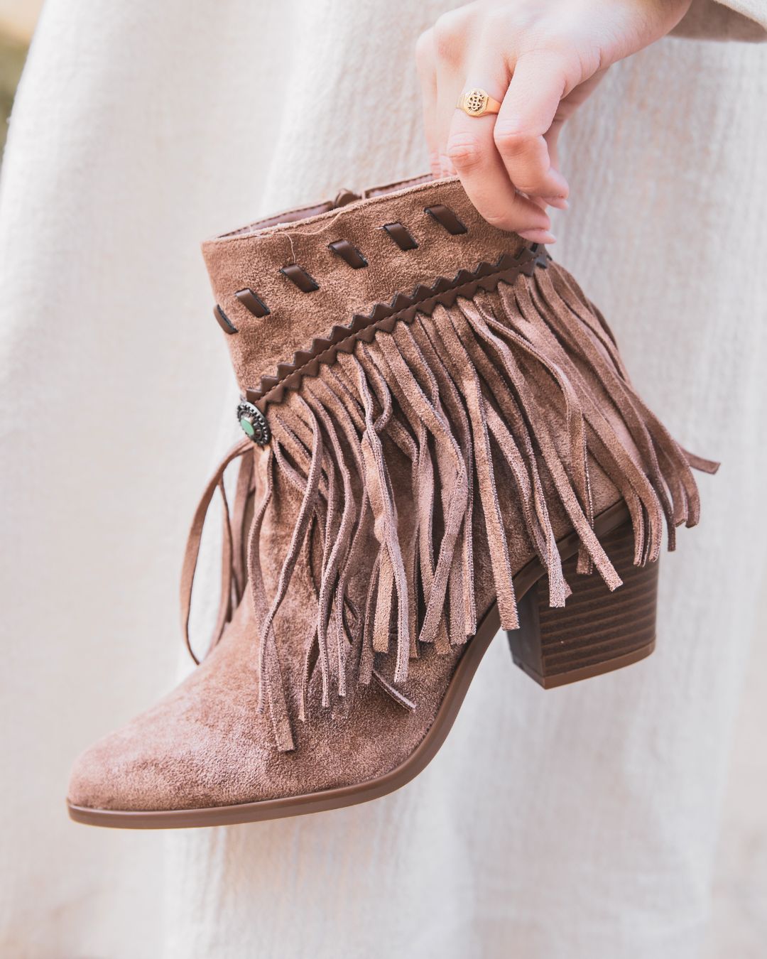 Bottines femme camel à talon - Alma