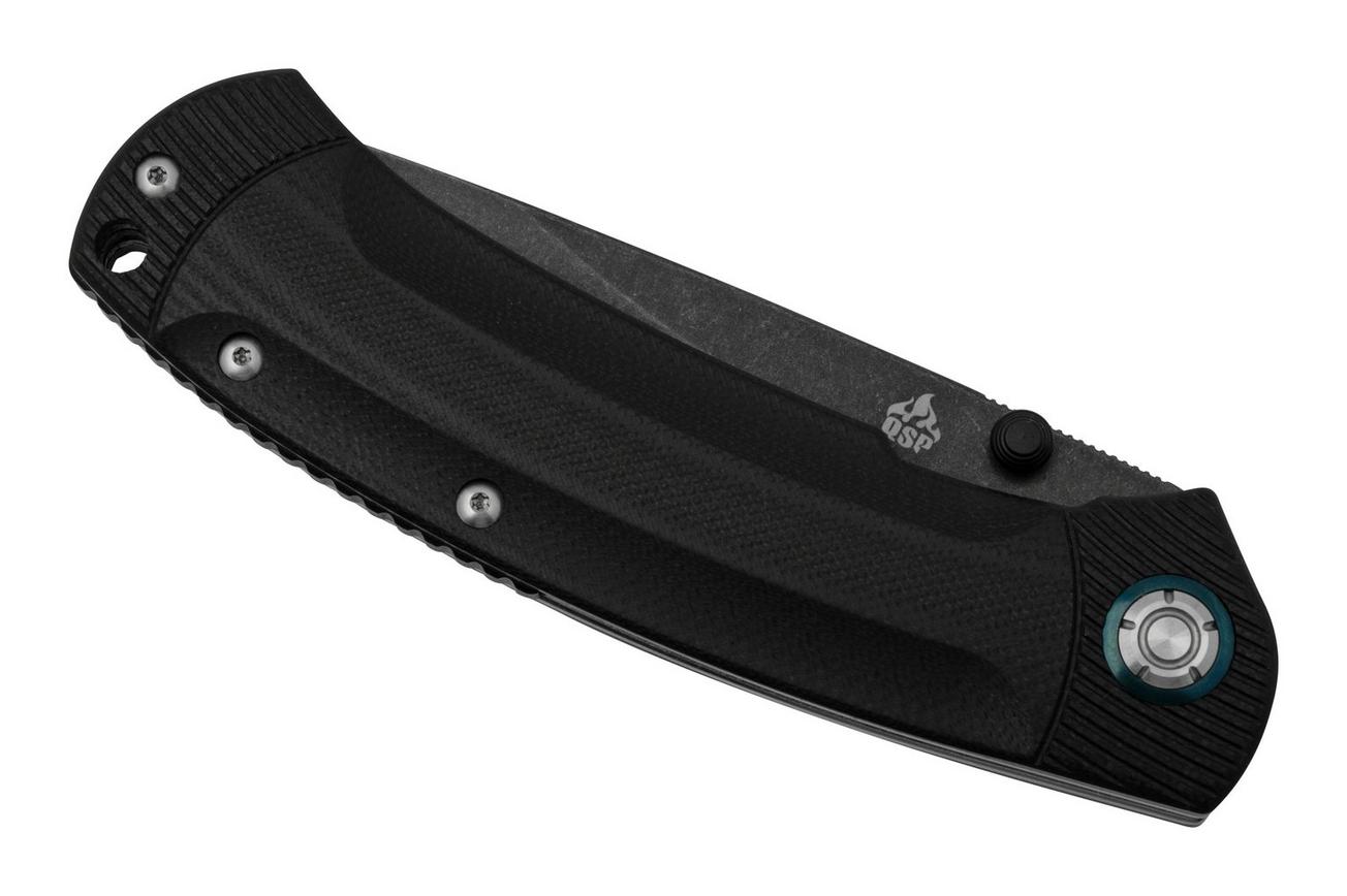 QSP Knife Copperhead QS109-A2, Blackwashed, Black G-10, zakmes