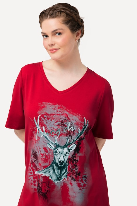 T-Shirt, Trachtenmotiv, Classic, V-Ausschnitt, Halbarm