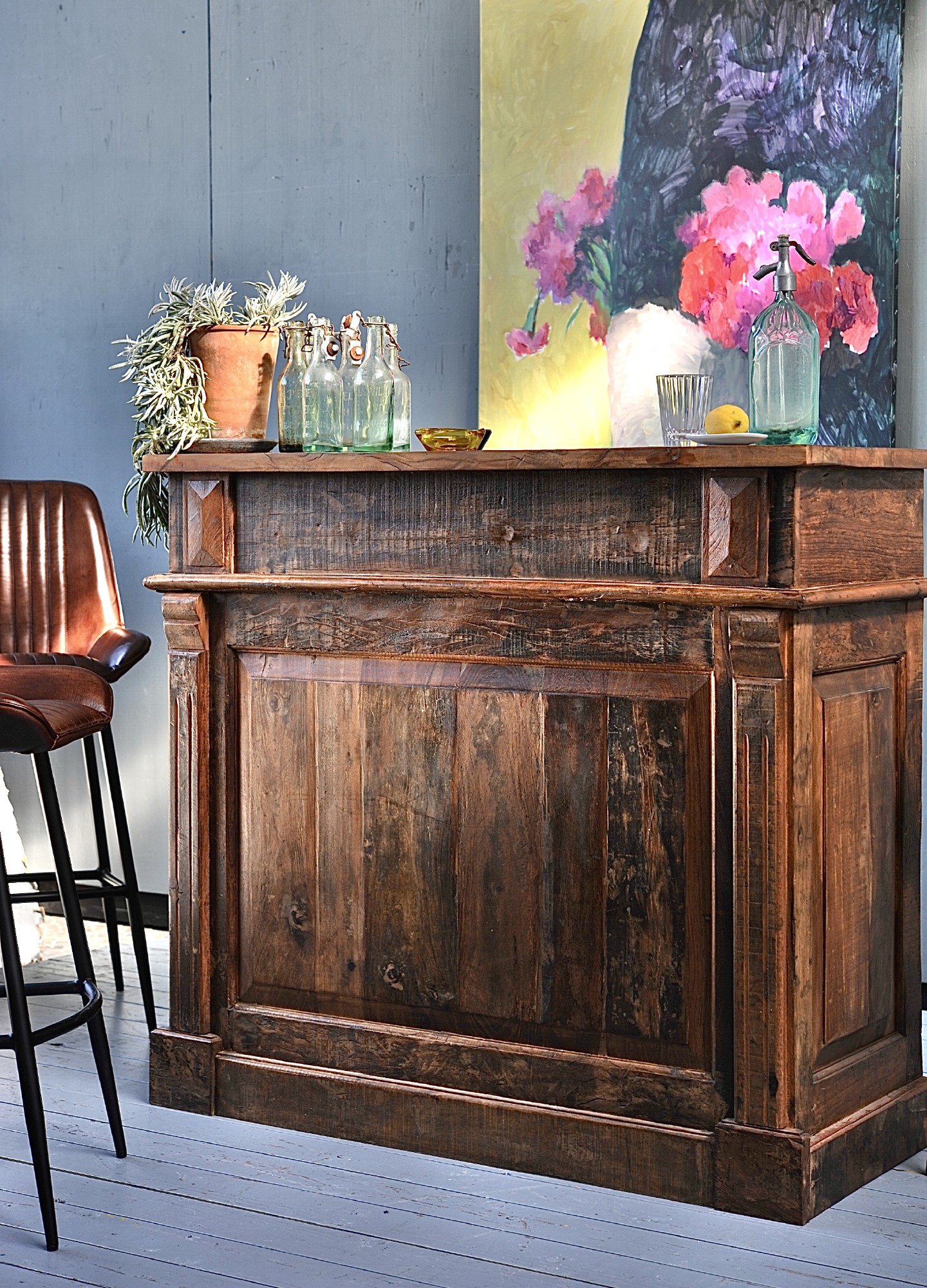 Thekenanrichte 'Boulden', aus recyceltem Holz, B 120 cm, H 109 cm, L 50 cm von fischer's lagerhaus