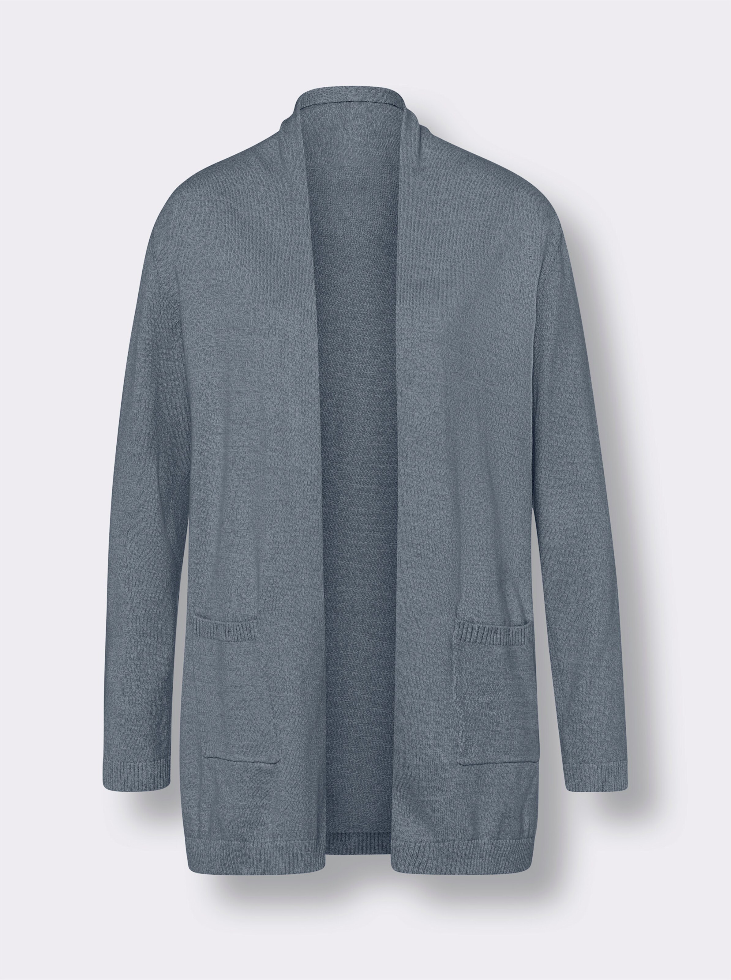 Longstrickjacke in offener Form