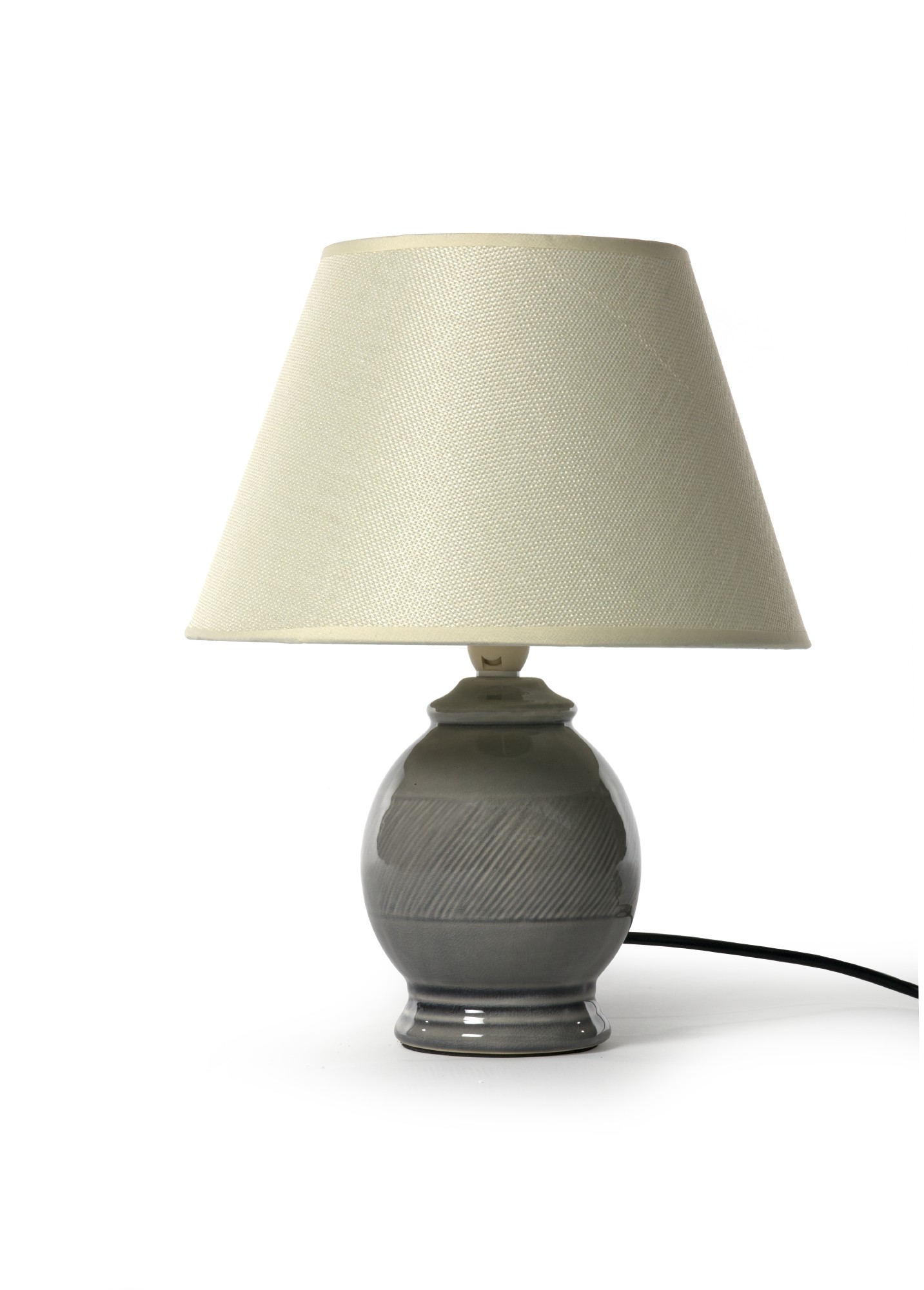 Tischlampe 'Dieben', grau/beige, Ø 25 cm, H 32 cm von fischer's lagerhaus