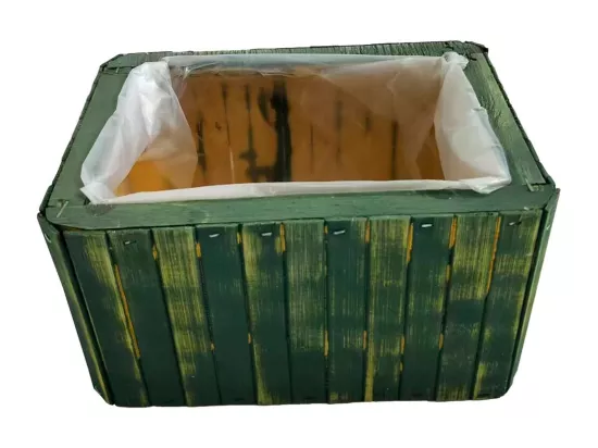 Panier rectangulaire en bois vert 20.5x14.5x11h