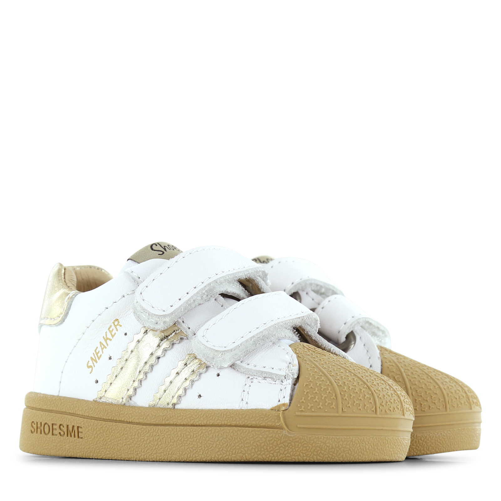 Shoesme wit-gouden sneakertje met stootneus Microfiber leer | Meisjes schoe