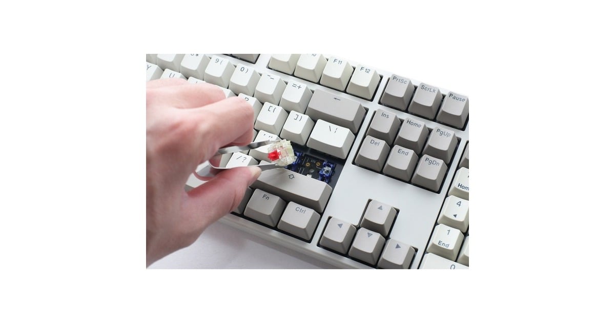 DuckyOrigin Vintage, toetsenbord  (Grijs, US lay-out, Cherry MX Blue, hot swap, PBT Double-Shot Keycaps)