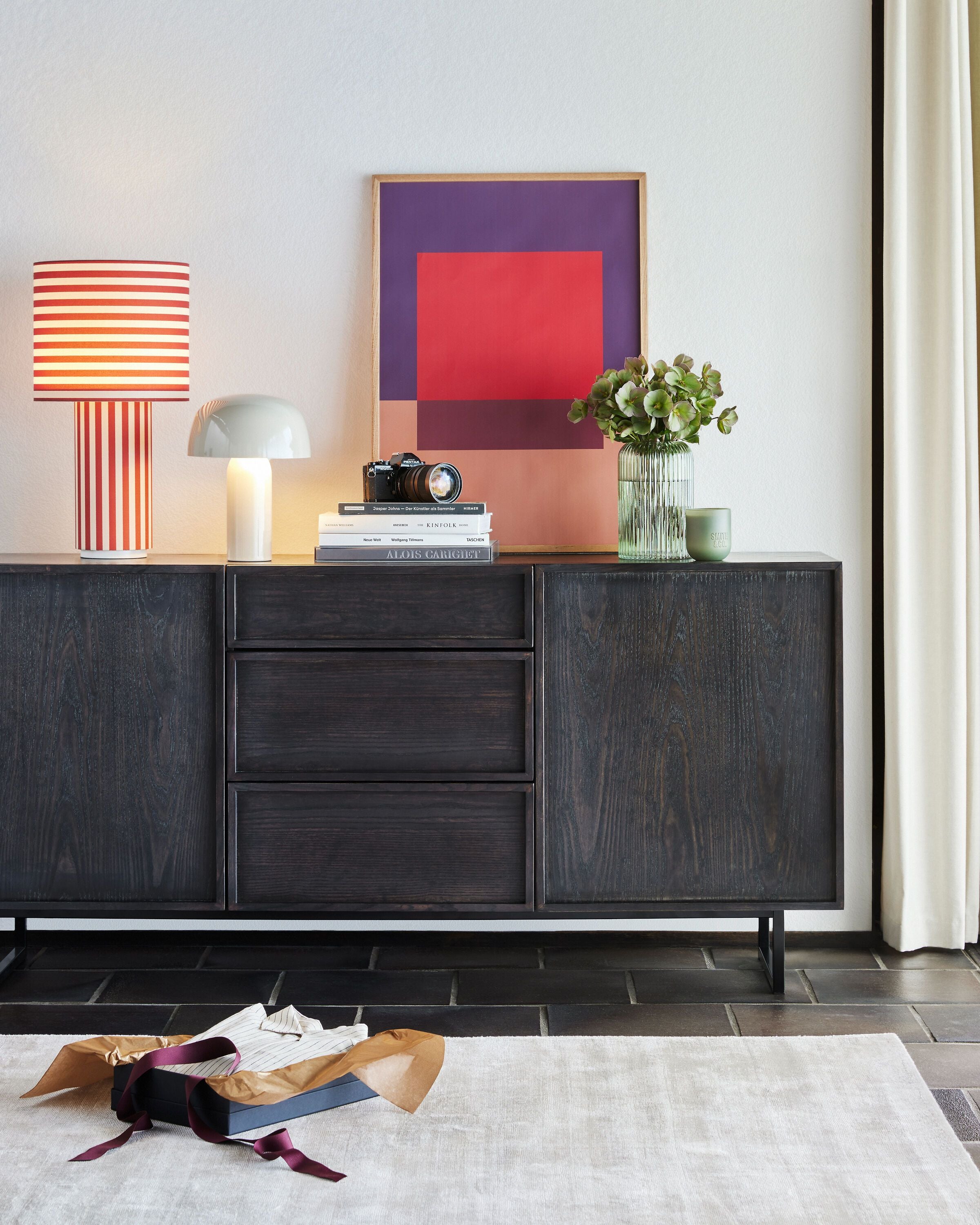 FILO Sideboard dunkle Esche 160x40x75cm - Dunkelbraun / B: 160.0 cm x T: 40.0 cm x H: 75.0 cm