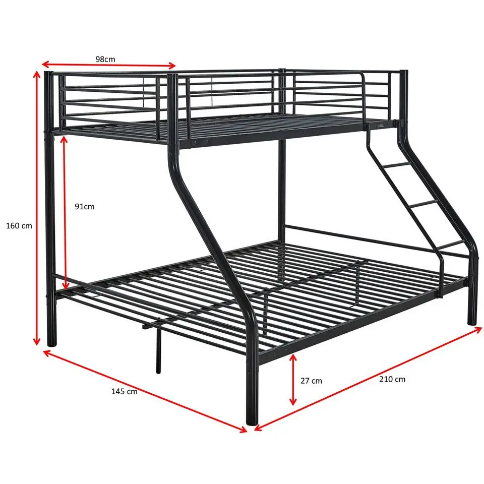Stapelbed Trixie 90x200 & 140x200 - metaal - mat zwart