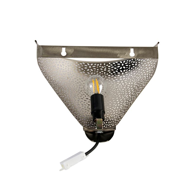Oosterse wandlamp staal met lichteffect - Sinbad