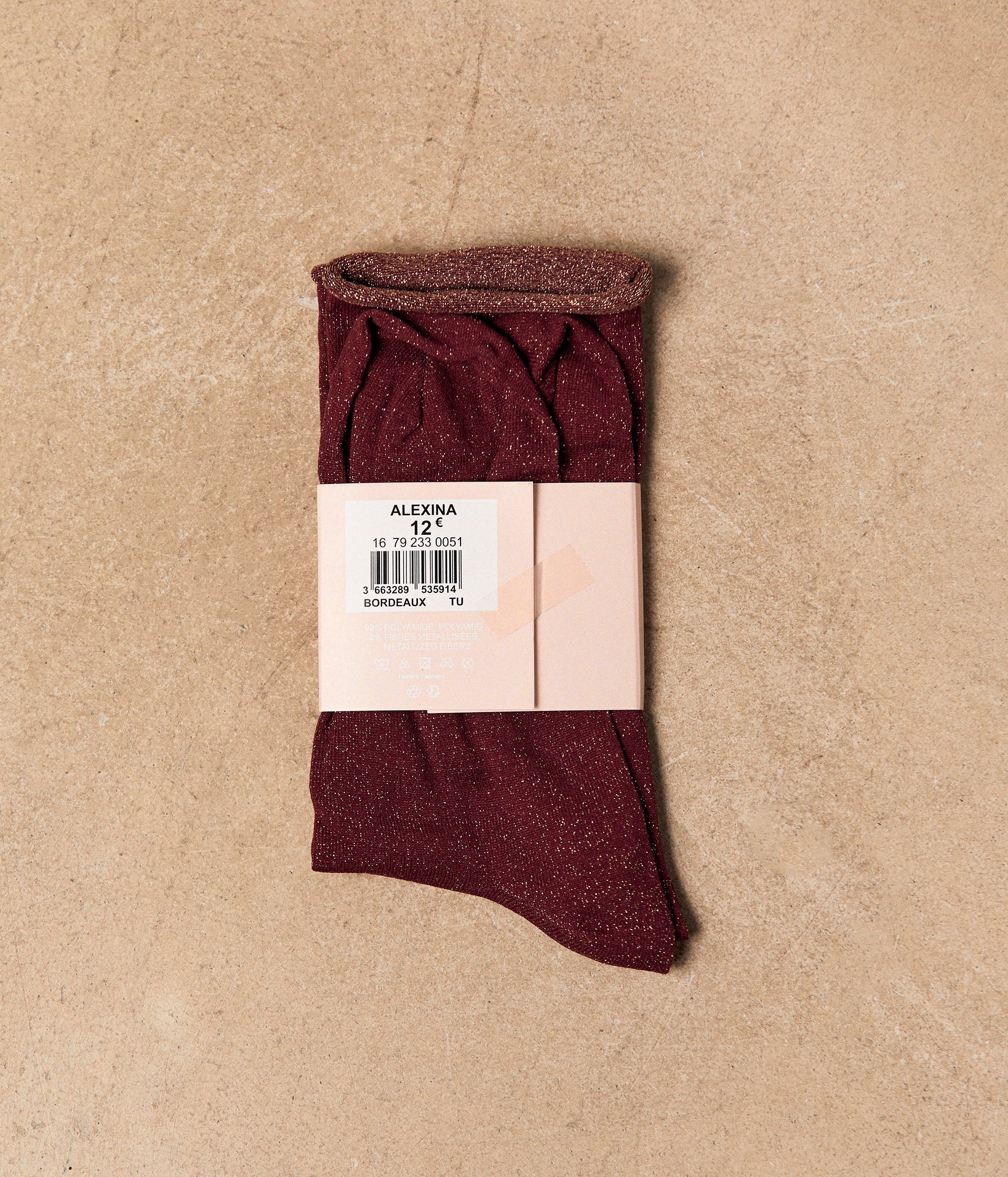 Chaussettes bordeaux or Alexina