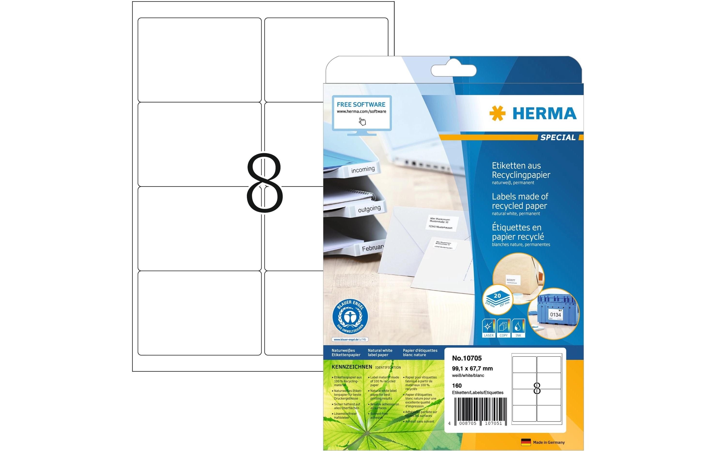 Universal-Etiketten 99.1 x 67.7 mm, 20 BlattUmweltfreundliche Etiketten
