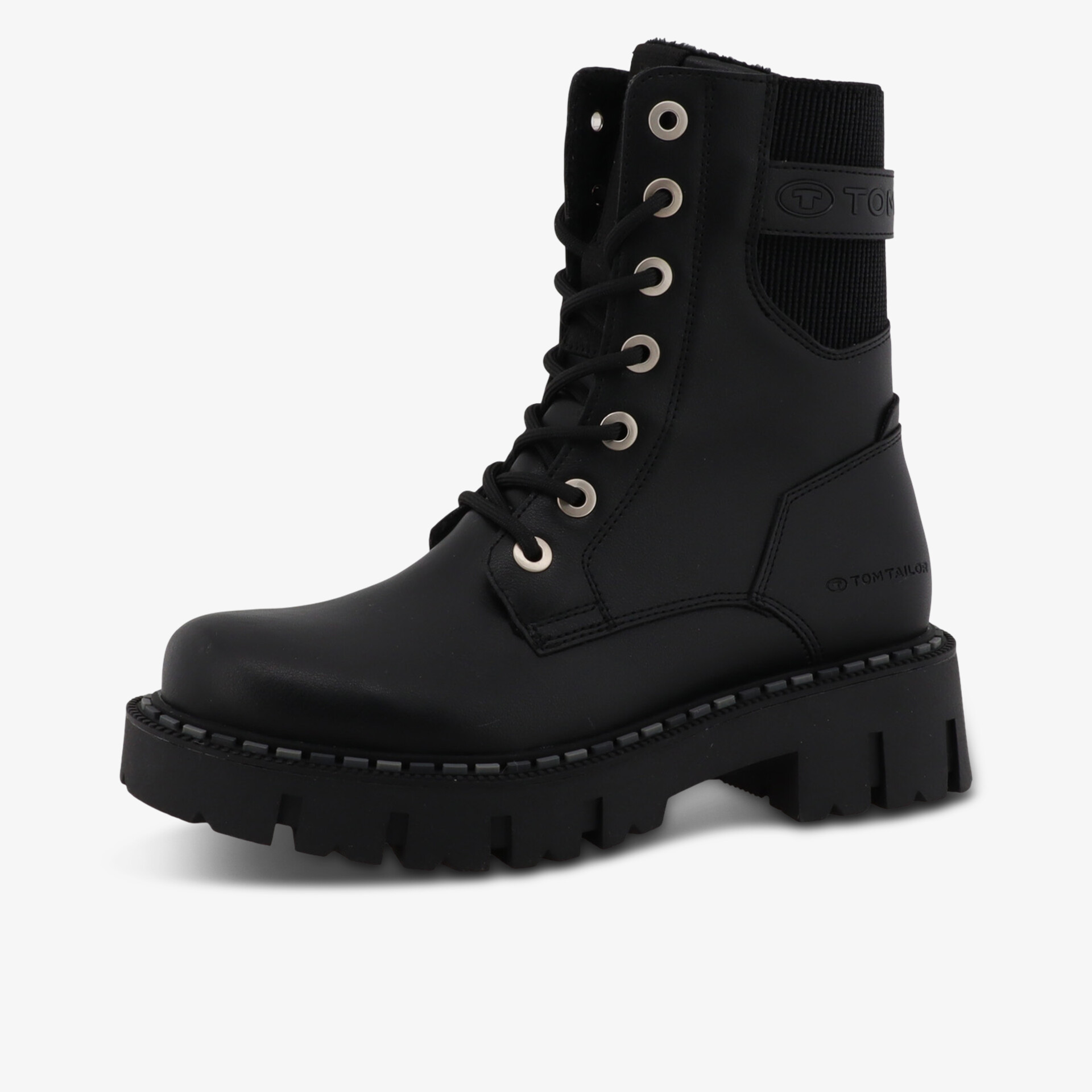 TOM TAILOR Damen Schnürstiefeletten schwarz