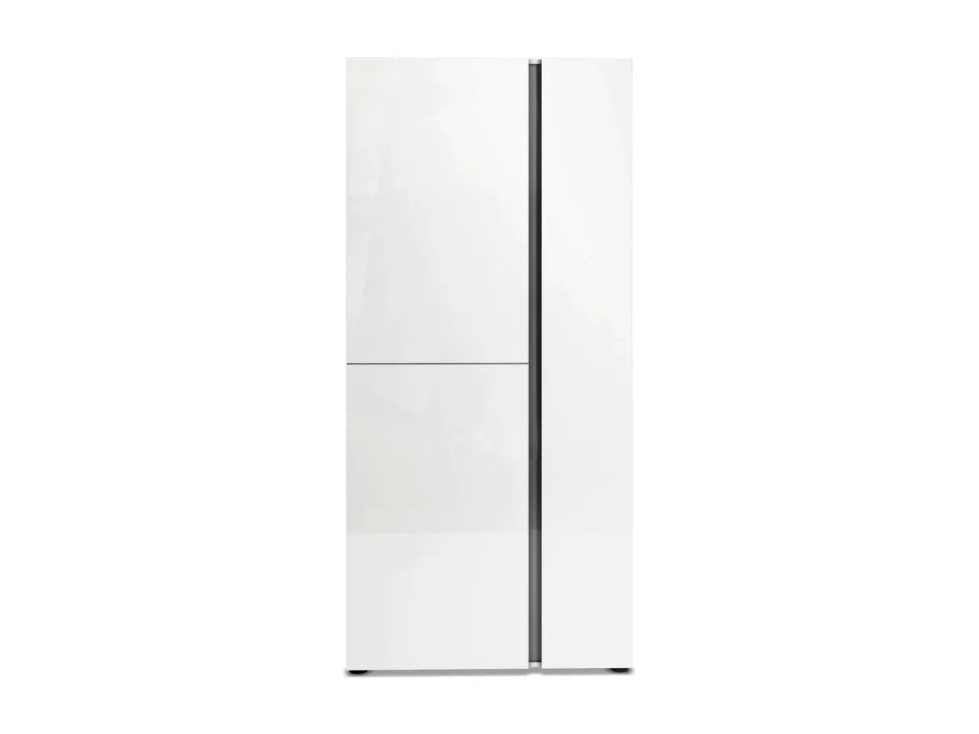 Meuble à chaussures Kinshasa, Meuble à chaussures, Armoire d'entrée polyvalente, Rangement pour chaussures, Made in Italy, 91x33h196 cm, Blanc brillant et anthracite