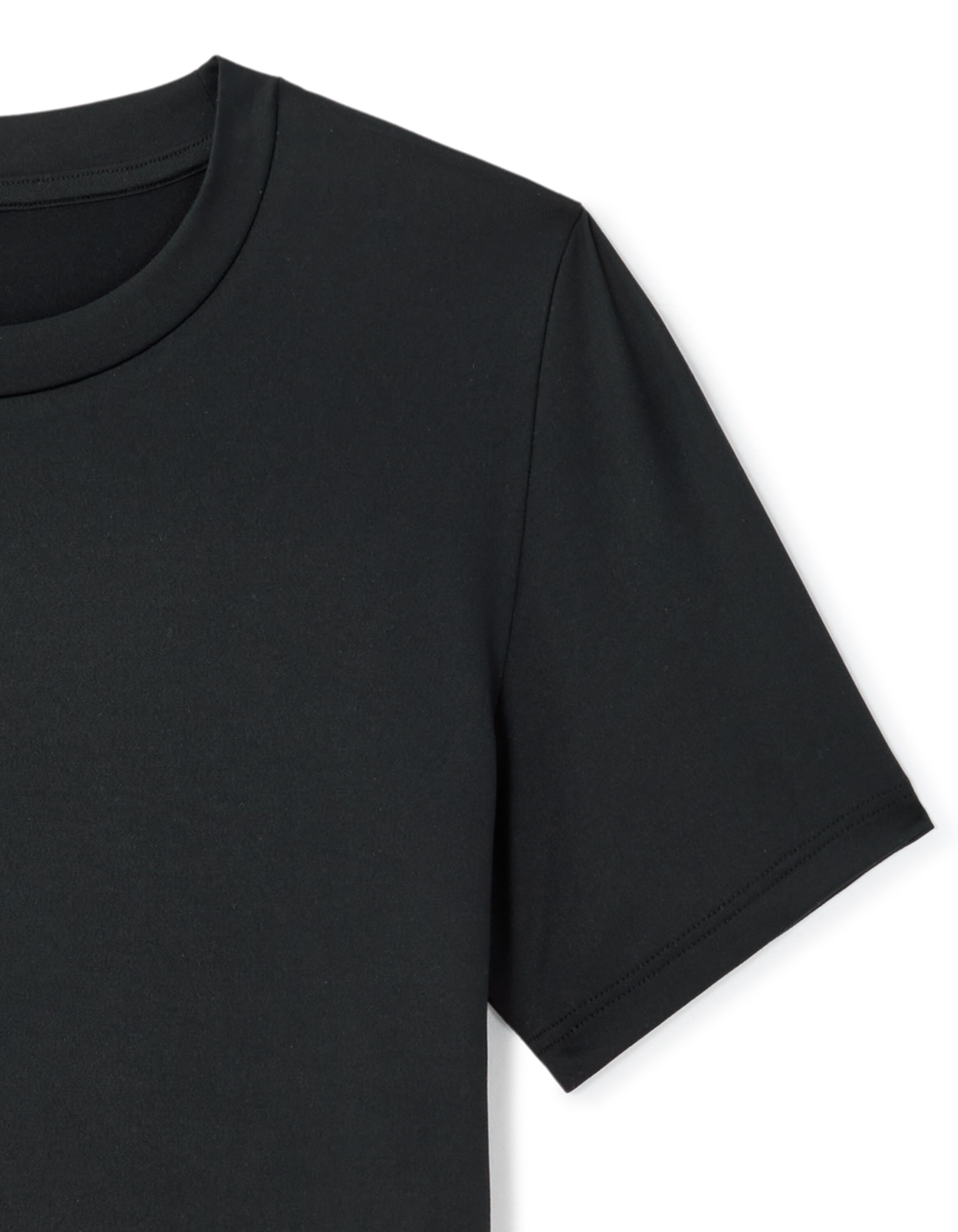 T-shirt crop moulant col rond - noir