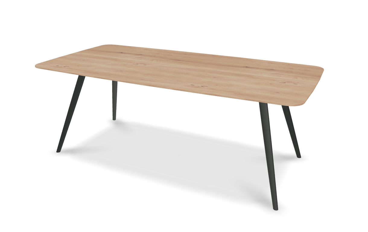 They & Me eettafel Joy – bootsvorm – eiken rustiek bianco olie – onderstel TM100 antraciet 200 x 100 x 75 | Eiken Rustiek Bianco Olie | Rechte Rand | Frame TM100 antraciet