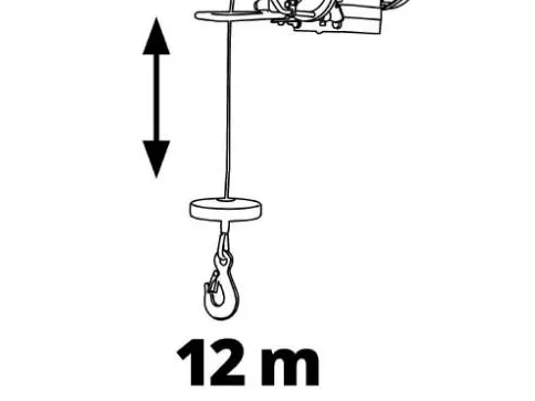 Einhell TC-EH 250, Kabelreb hejseværk, 12 m, 125 kg, 250 kg, 11,5 m, 5,7 m