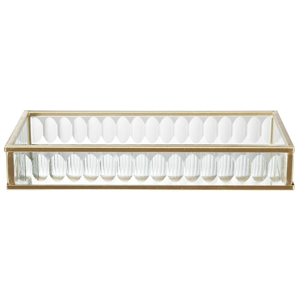 Vide poche rectangulaire transparent doré