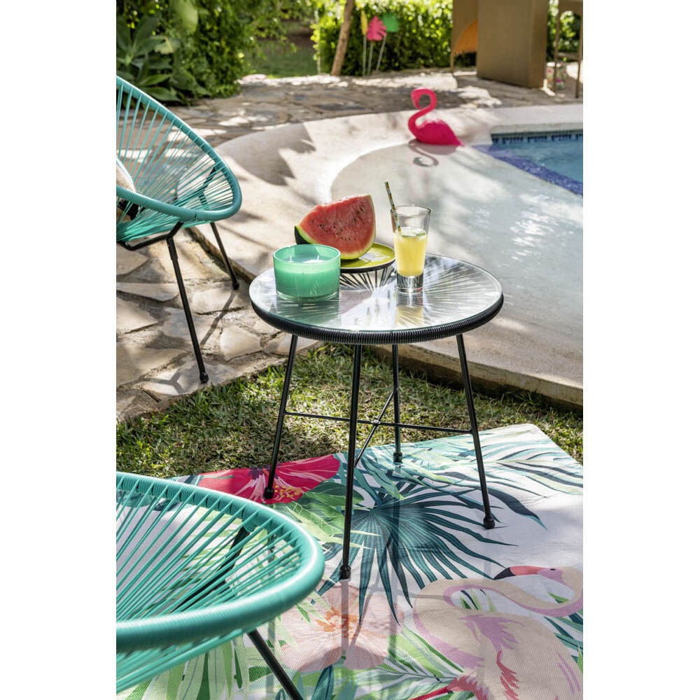 Table basse de jardin Urban plateau design filaire noir