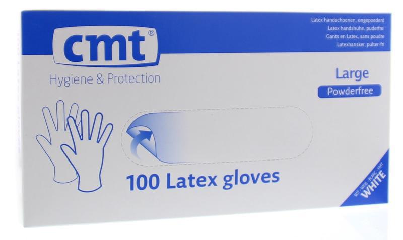 CMT Onderzoekshandschoen Latex Naturel Poedervrij L 100st