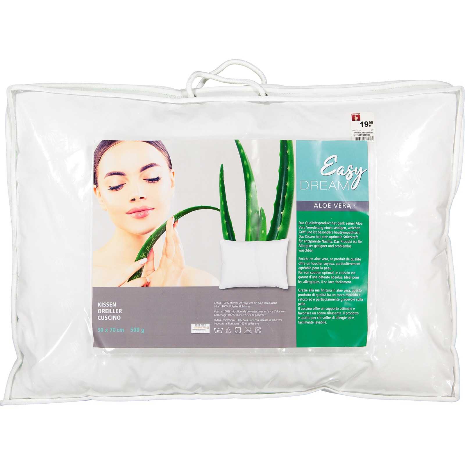 Aloe Vera Kis, 50x70 neues Kissen, weiss