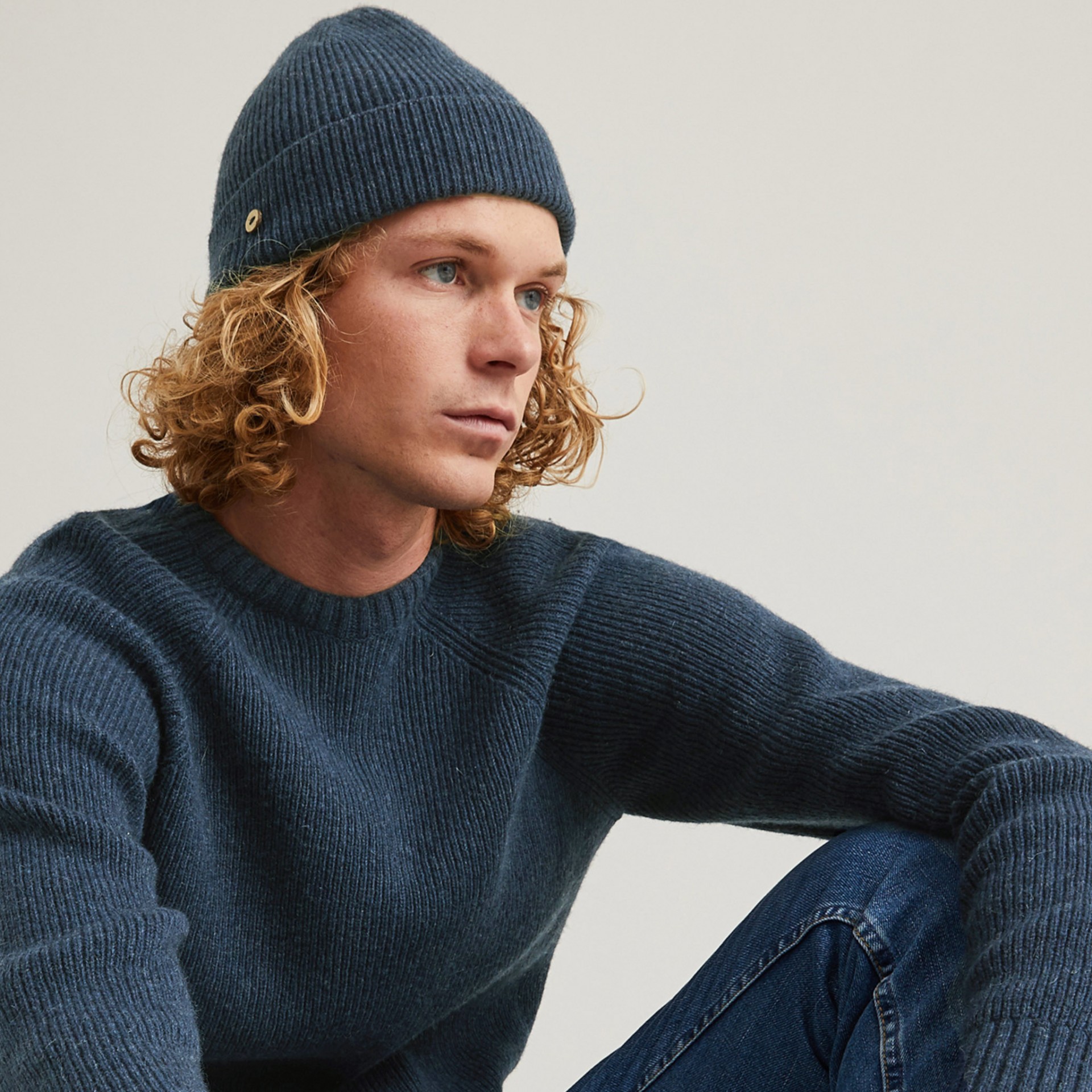 Bonnet marine chiné laine et polyamide recyclé - modèle Beany