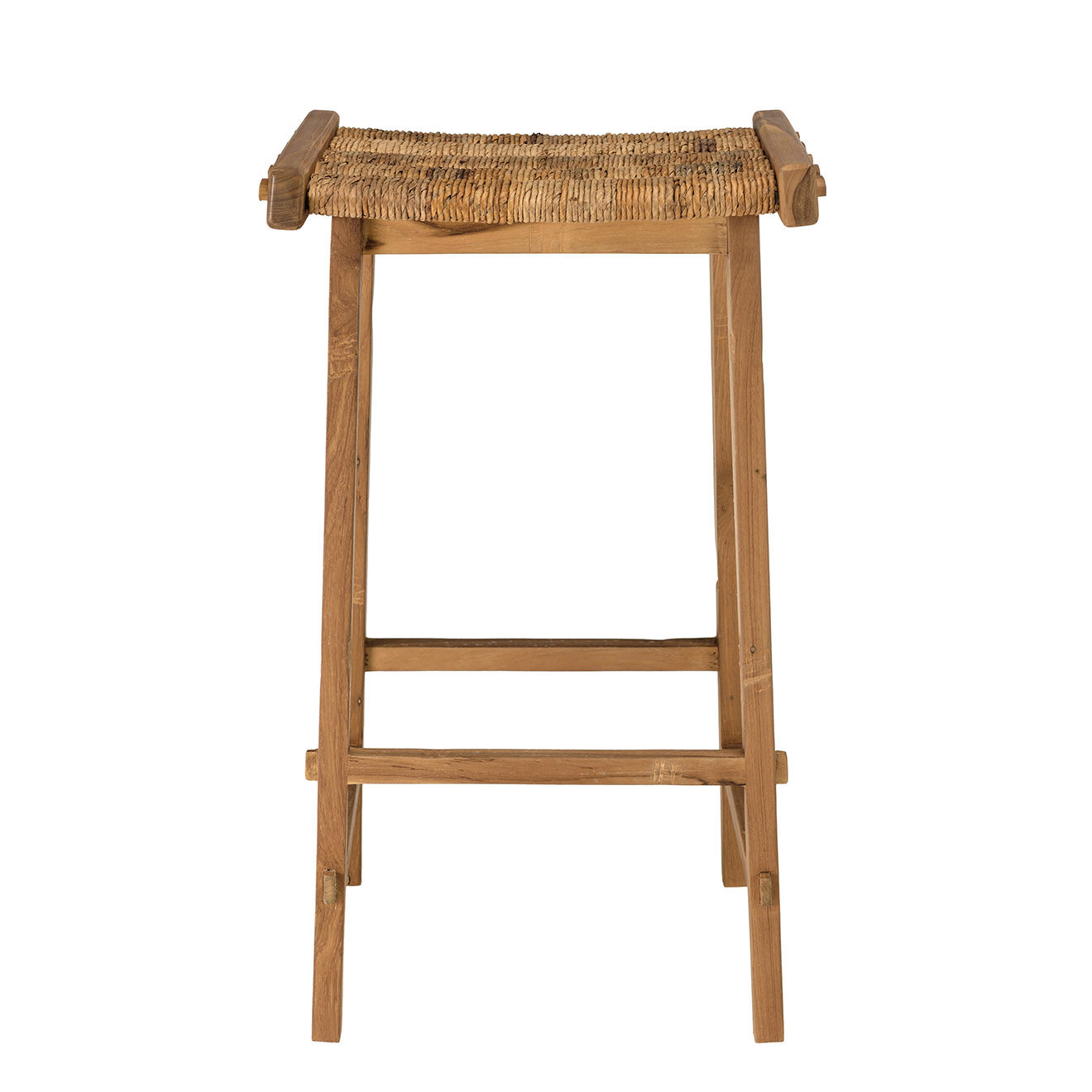 Macabane Tabouret haut assise en tissage naturel Sixtine bois - 45x36x75 cm