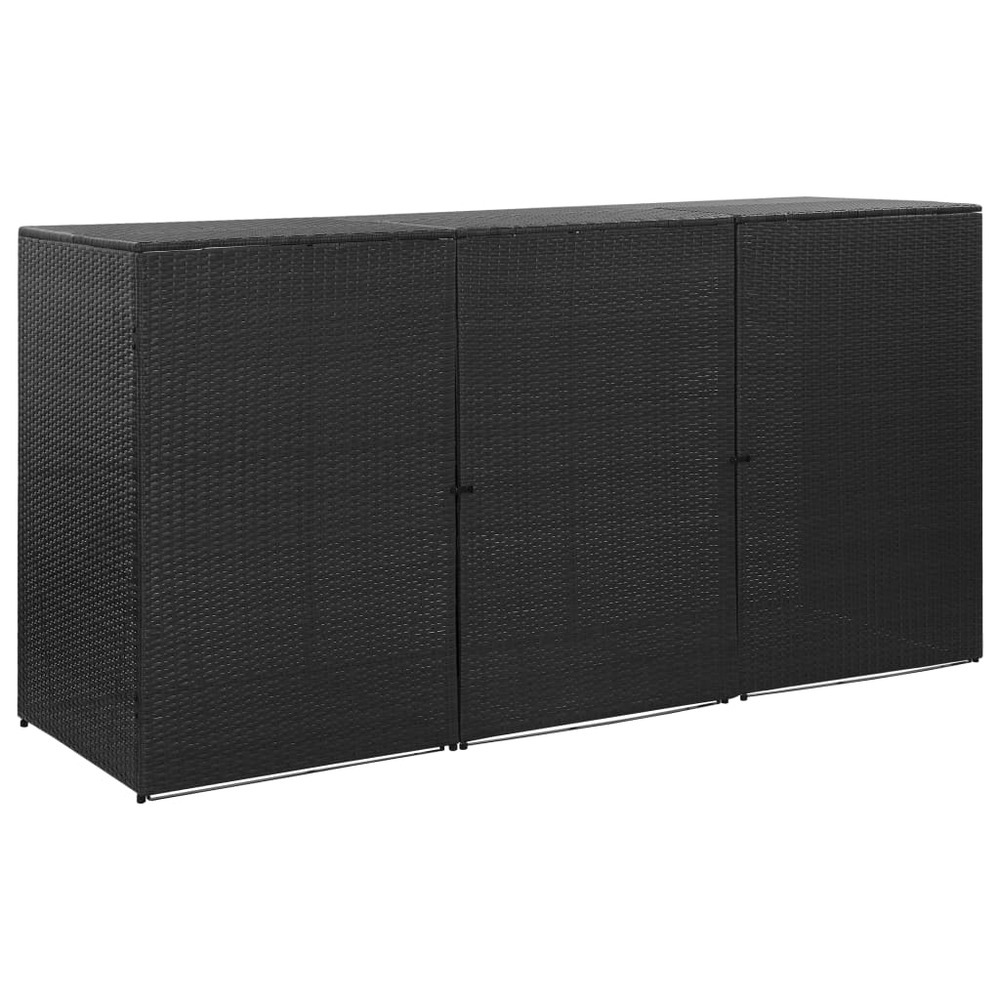 Abri pour poubelle triple noir 229x78x120 cm résine tressée