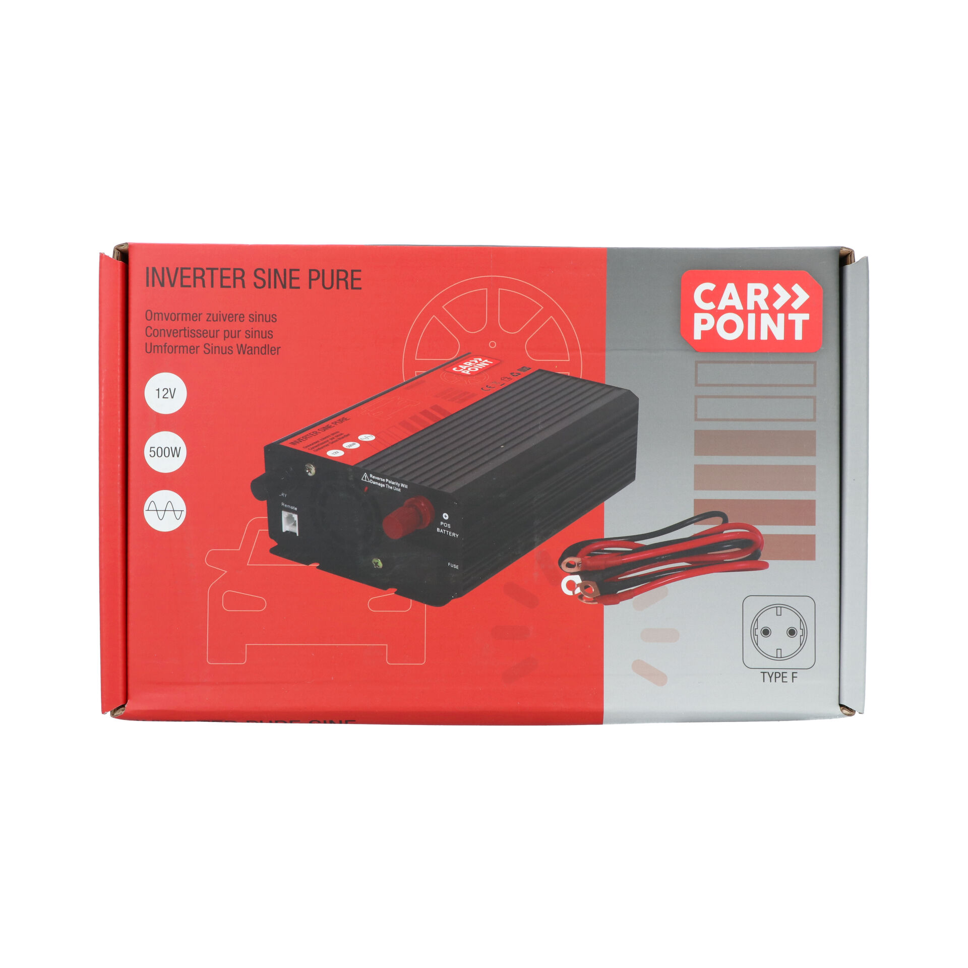 Carpoint Pure Sinus omvormer - 500 watt