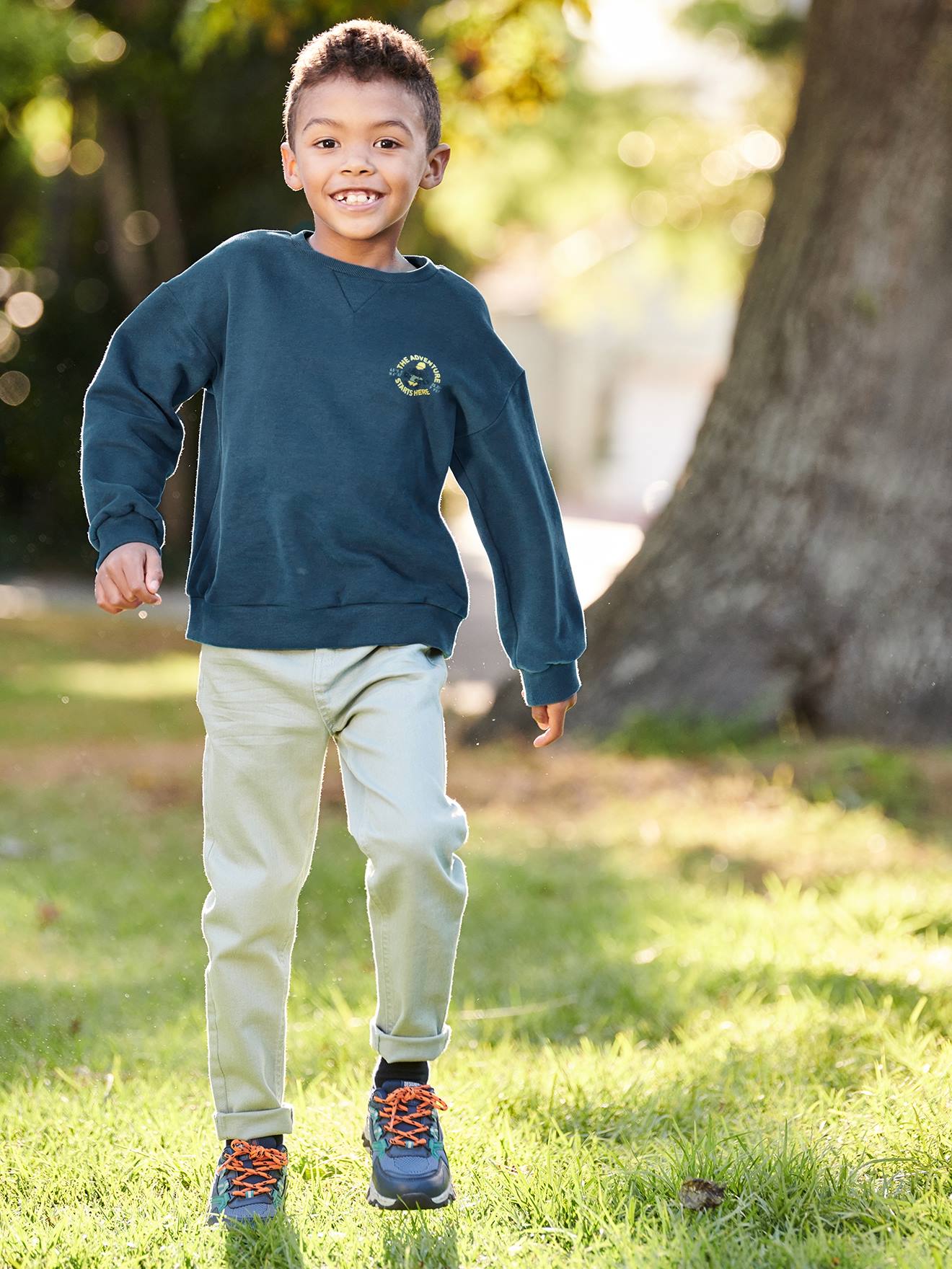 Moletom infantil masculino azul petróleo com estampa grande de 