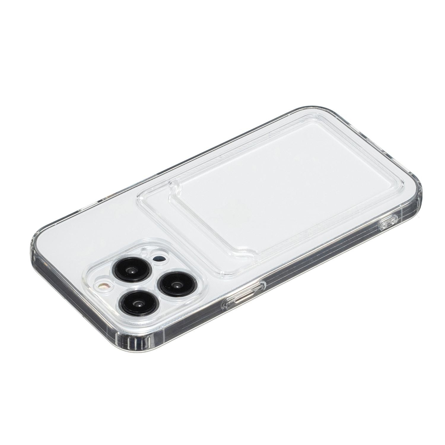 iPhone 14 Pro Gummi Case Schutzhülle mit Kartenfach - Transparent