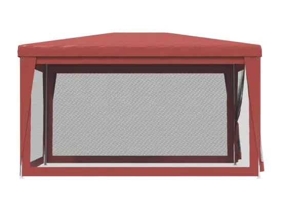 Tente de fête avec 4 parois latérales en maille Rouge 3x4m PEHD