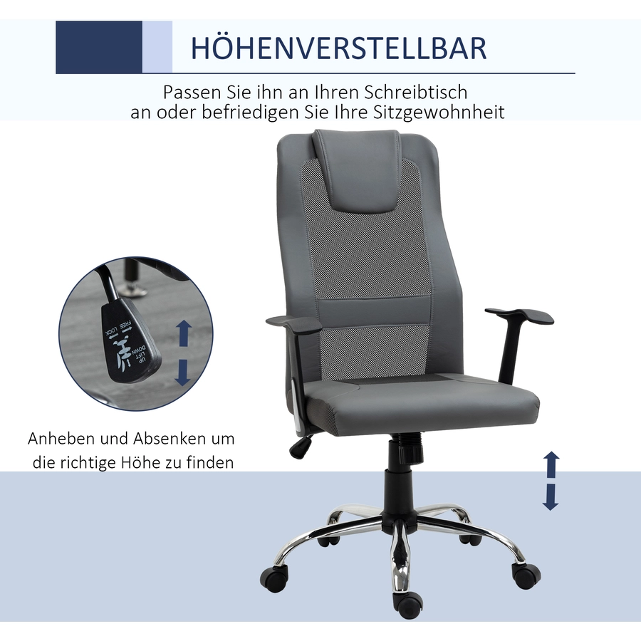 Vinsetto Bürostuhl ergonomisch grau